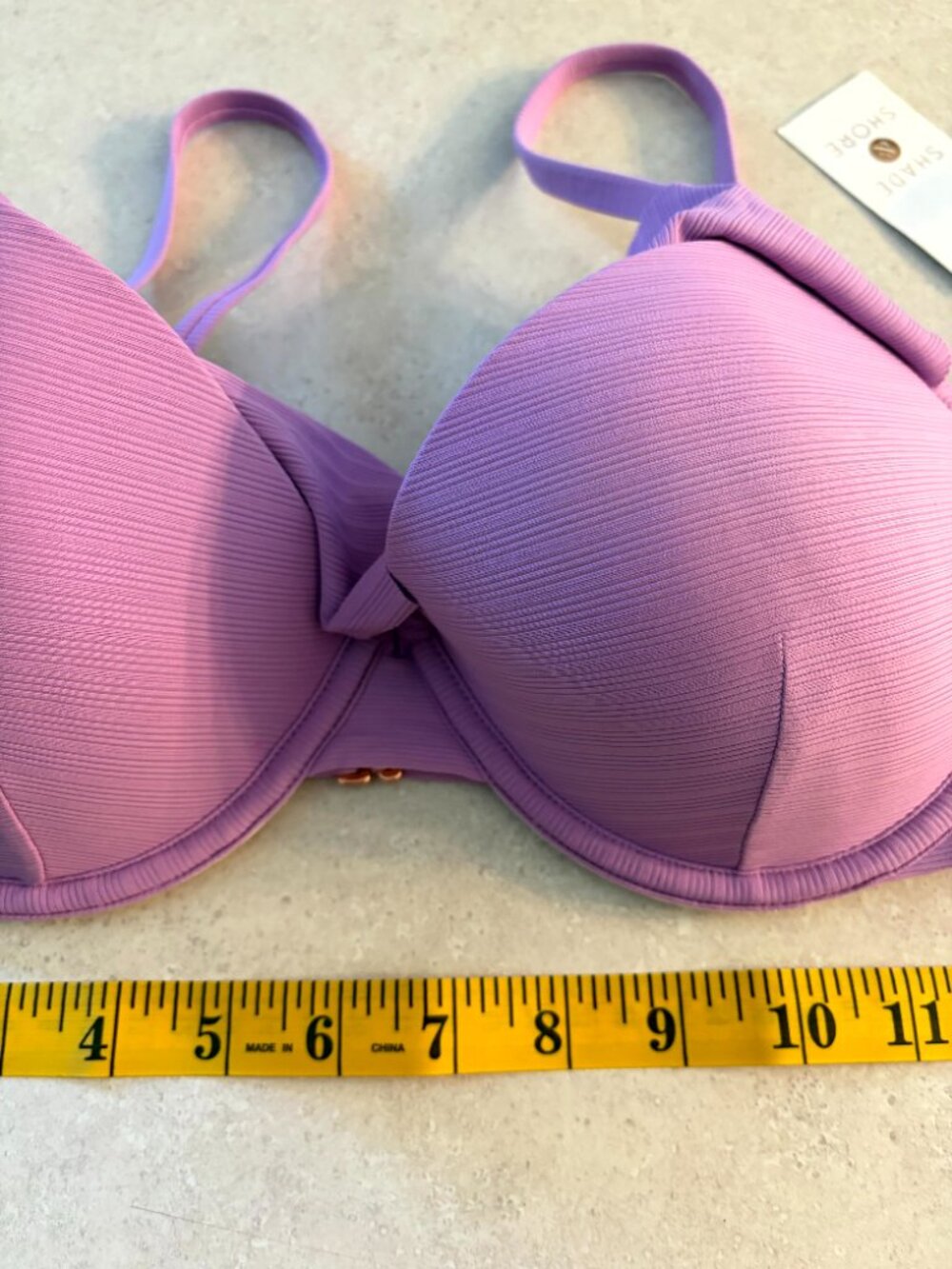 NWT Shade & Shore Women's Bikini Top Underwire Padded Purple Size 34D Ruffle - Picture 3 of 7
